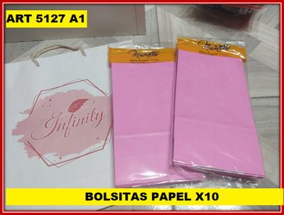 ART 5127 BOLSA PAPEL ROSA CHICLE X10