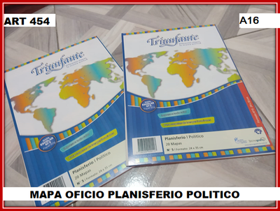 ART 454 MAPA OFICIO PLANISFERIO POLITICO X1