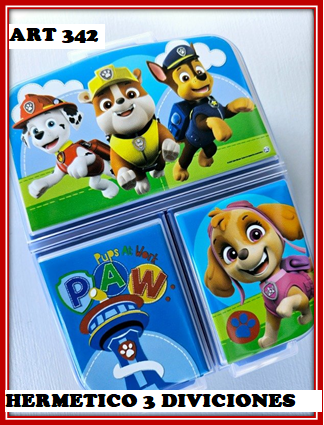 ART 342 LONCHERA/TAPERS 3 DIVICIONES PAW PATROL