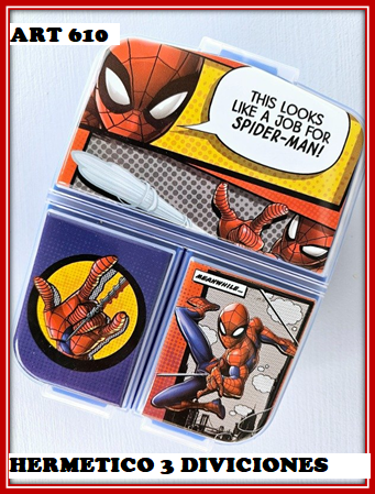 ART 610 LONCHERA/TAPERS 3 DIVICIONES SPIDERMAN