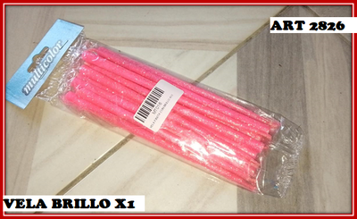 ART 2826 VELA FINA CON BRILLO ROSA X1