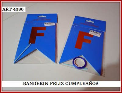 ART 4386 BANDERIN FELIZ CUMPLEAÑOS AZUL