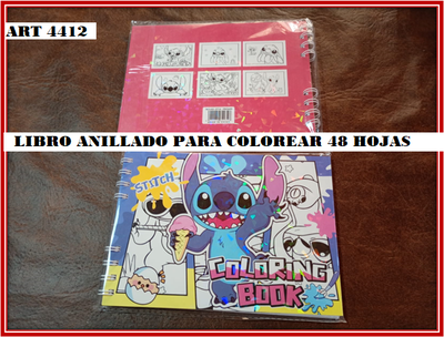 ART 4412 LIBRO ANILLADO PARA COLOREAR 48 HOJAS STICH