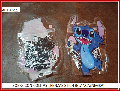ART 4611 SOBRE CON COLITAS TRENZAS CSTICH (BLANCA/NEGRA)