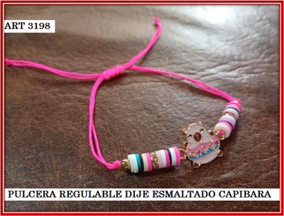 ART 3198 PULCERA REGULABLE DIJE ESMALTADO CAPIBARA