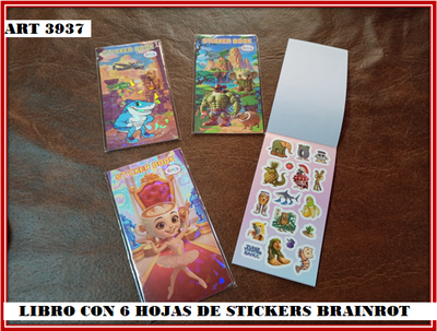 ART 3937 LIBRO STICKERS 6 HOJAS BRAINROT