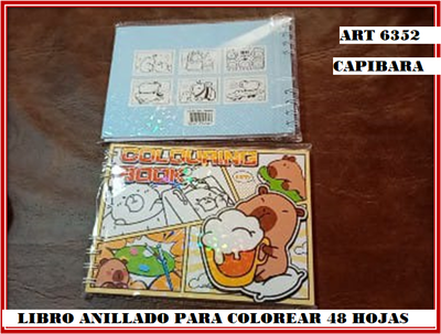 ART 6352 LIBRO ANILLADO PARA COLOREAR 48 HOJAS CAPIBARA