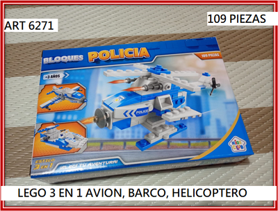 ART 6271 LEGO 3 EN 1 (HELICOPTERO, AVION, BARCO)