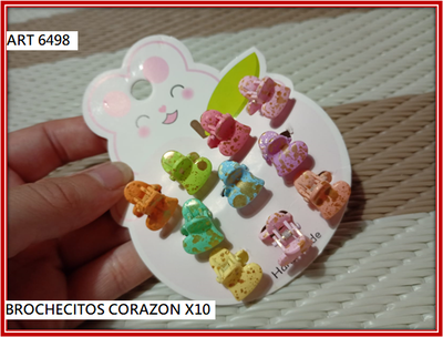 ART 6498 BROCHECITOS CORAZON X10