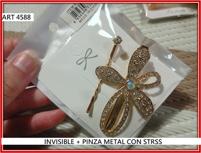 ART 4588 INVISIBLE + PINZA METAL CON STRASS