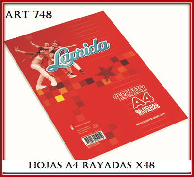 ART 748 HOJAS A4 RAYADAS LAPRIDA X48