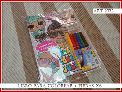 ART 2372 LIBRO PARA COLOREAR + FIBRAS X6