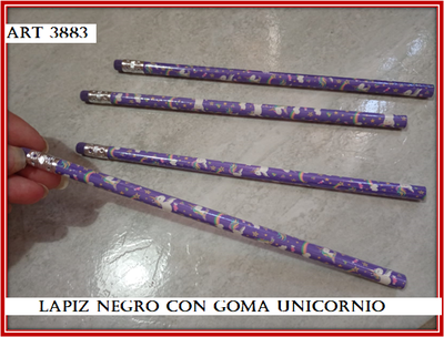 ART 3883 LAPIZ NEGRO CON GOMA UNICORNIO