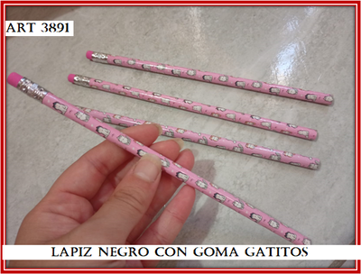ART 3891 LAPIZ NEGRO CON GOMA GATITOS