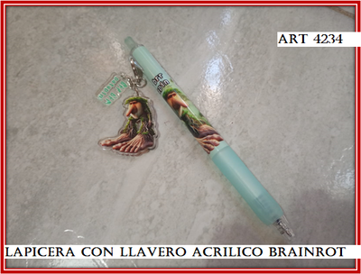 ART 4234 LAPICERA CON LLAVERO ACRILICO BRAINROT