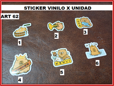ART 62 STICKER VINILO X UNIDAD