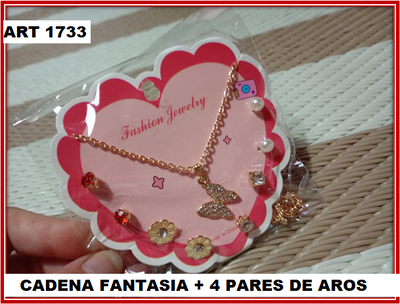 ART 1733 CADENA FANTASIA + 4 PARES DE AROS