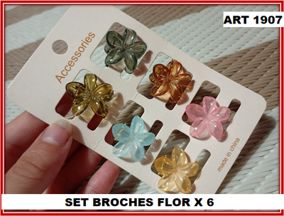 ART 1907 SET BROCHES FLOR X6