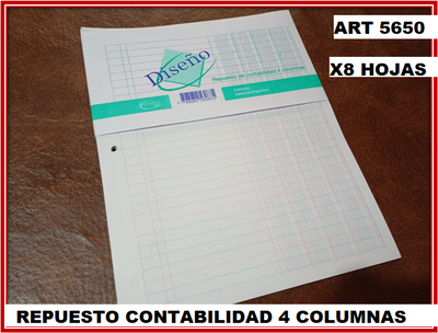 ART 5650 REPUESTO CONTABILIDAD 4 COLUMNAS X8 HOJAS