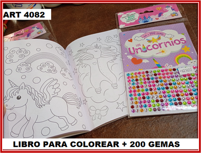 ART 4082 LIBRO COLOREAR + 200 GEMAS UNICORNIO