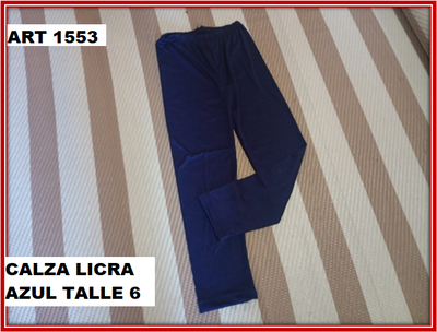 ART 1553 CALZA LICRA AZUL TALLE 6