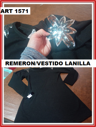 ART 1571 VESTIDO LANILLA CON APLIQUE