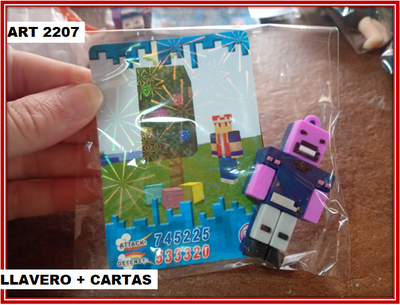 ART 2207 LLAVERO + CARTAS MINECRAFT