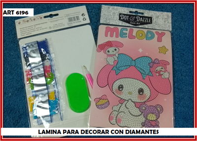 ART 6196 LAMINA PARA DECORAR CON DIAMANTES MY MELODY