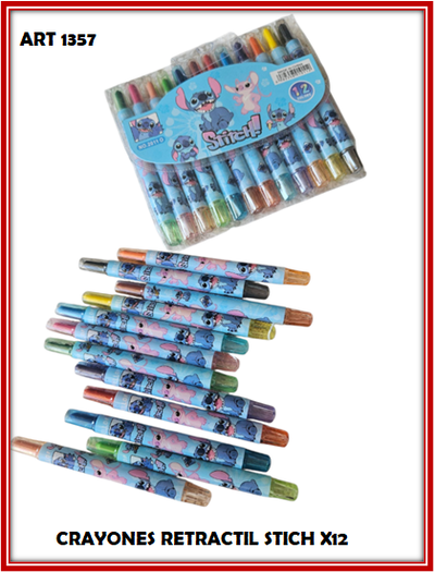 ART 1357 CRAYONES RETRACTIL STICH X12