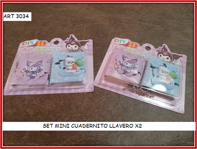 ART 3034 SET MINI CUADERNITO LLAVERO X2