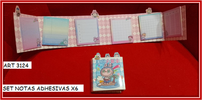 ART 3124 SET NOTAS ADHESIVAS X6 LABUBU