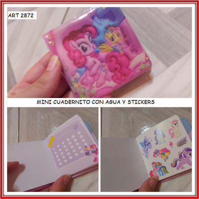 ART 2872 MINI CUADERNITO CON AGUA Y STICKERS PONY