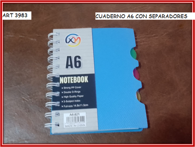ART 3983 CUADERNO A6 CON SEPARADORES
