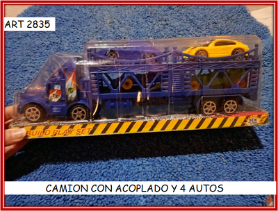 ART 2835 CAMION CON ACOPLADO + 4 AUTOS