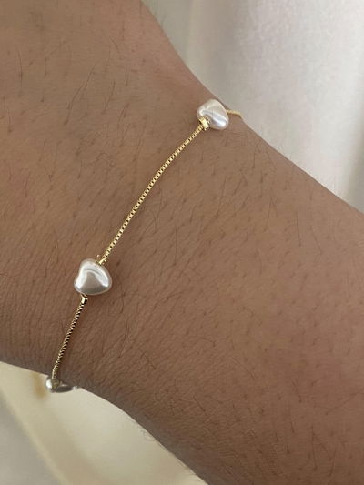 Pulsera corazon perla 