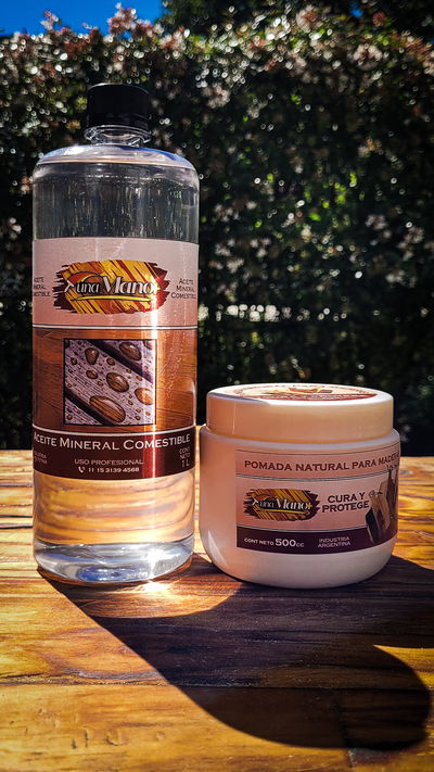 Combo Aceite Mineral Usp 1 l + Pomada Natural Grado Alimenticio 500 cc