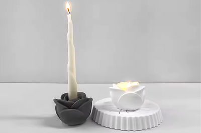 Molde Silicona Porta Vela Rosa Angosto