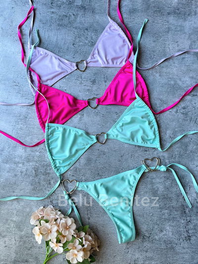 12 Bikini corazón aqua DOCENA