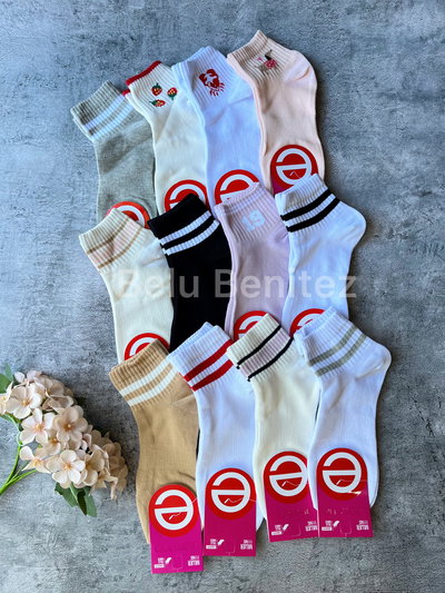 medias soquete con puño estampado DOCENA