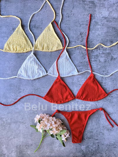 6 bikini texturada triangulo con MEDIA DOCENA