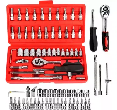 Set Caja Herramientas Llave Tubo Kit 46 Pzs Estuche