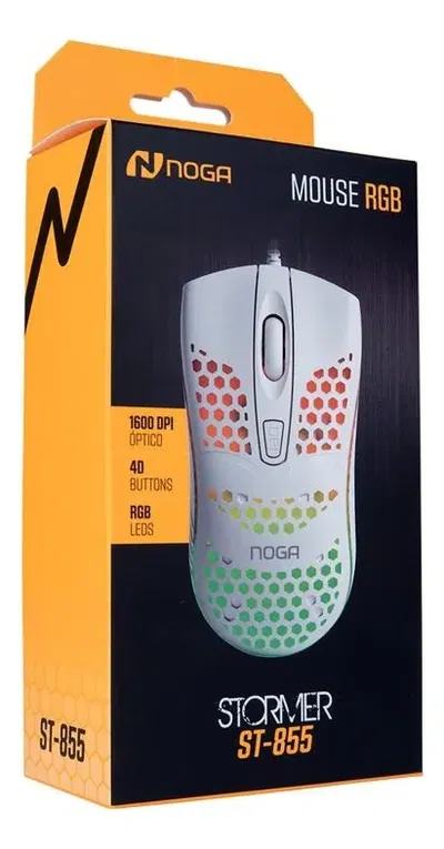 Mouse Gamer De Juego Luces Led Rgb 1600 Dpi Noga St-855