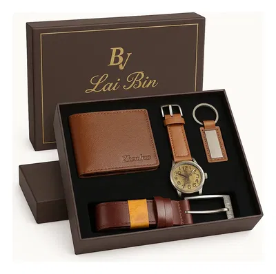 Set Regalo Día Del Padre Reloj Cinturón Llavero Billetera