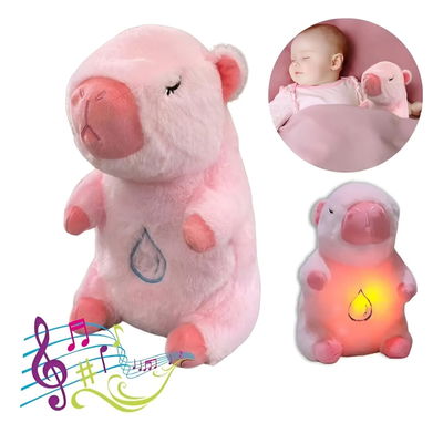 Capibara Peluche De Apego Que Respira Con Luz Y Sonido Rosa