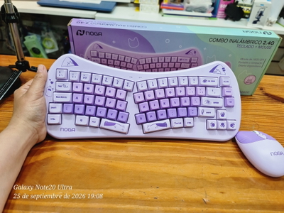 Combo Mouse Y Teclado Noga Inalambrico 2.4g Mouse Lila Teclado Lila