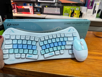 Combo Mouse Y Teclado Noga Inalambrico 2.4g Mouse Celeste Teclado Celeste