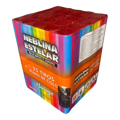 Torta de Humo Neblina Estelar 25 tiros naranja