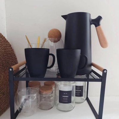 Estante de aluminio con mango de bambú 