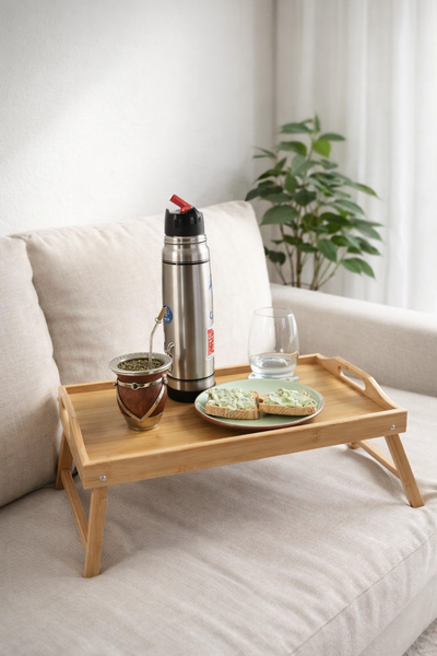 Bandeja de bambú desplegable desayuno 50x30 cm