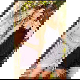 Pijama musculosa y short con puntilla